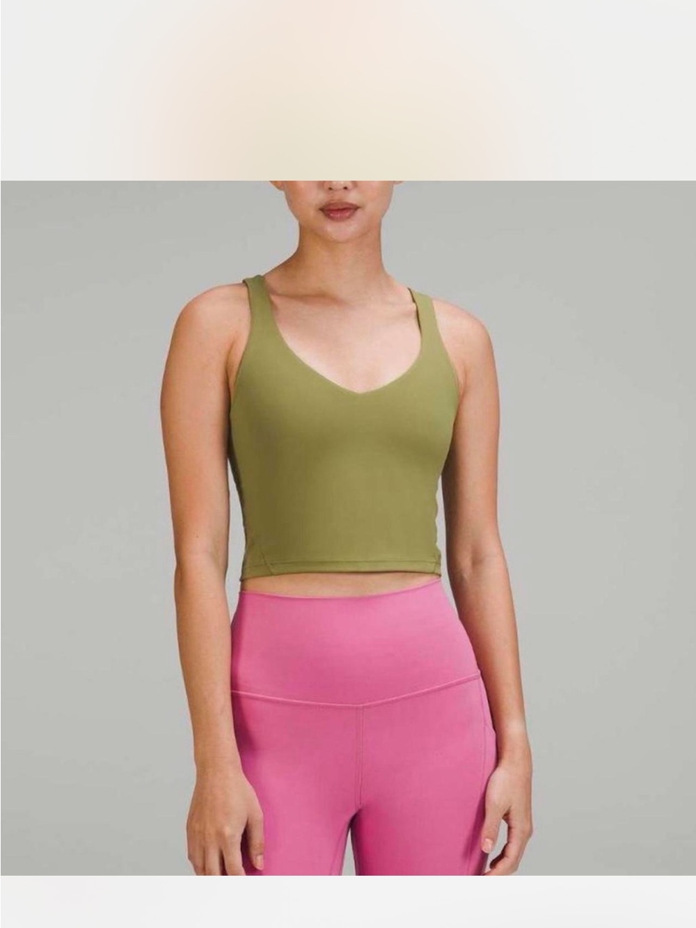 lululemon athletica Olive Green V-Neck Crop Tank